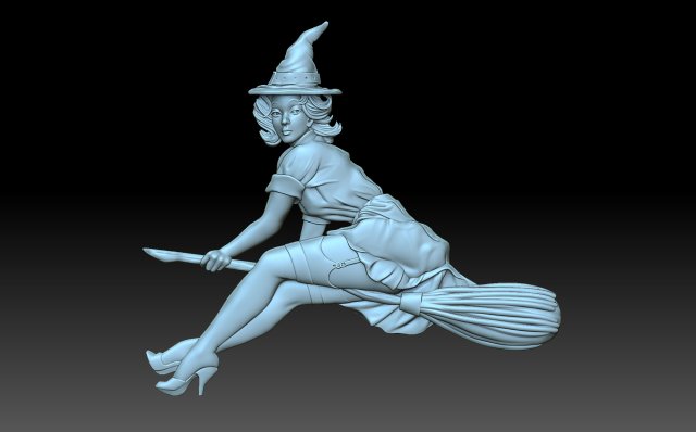 witch 3d print model in 3dexport sorceress fairy cnc halloween relief vixen 3D print model - Mito3D