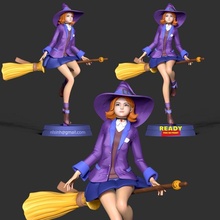 bruxa feliz bruxas 2021 3d impressão modelo in mulher 3dexport mágico fofa menina 3dprint 3dprinting estátua figura 3d print model - Mito3D