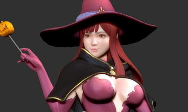witch takes broom witcher fantasy cute girl woman female 3d print model - Mito3D