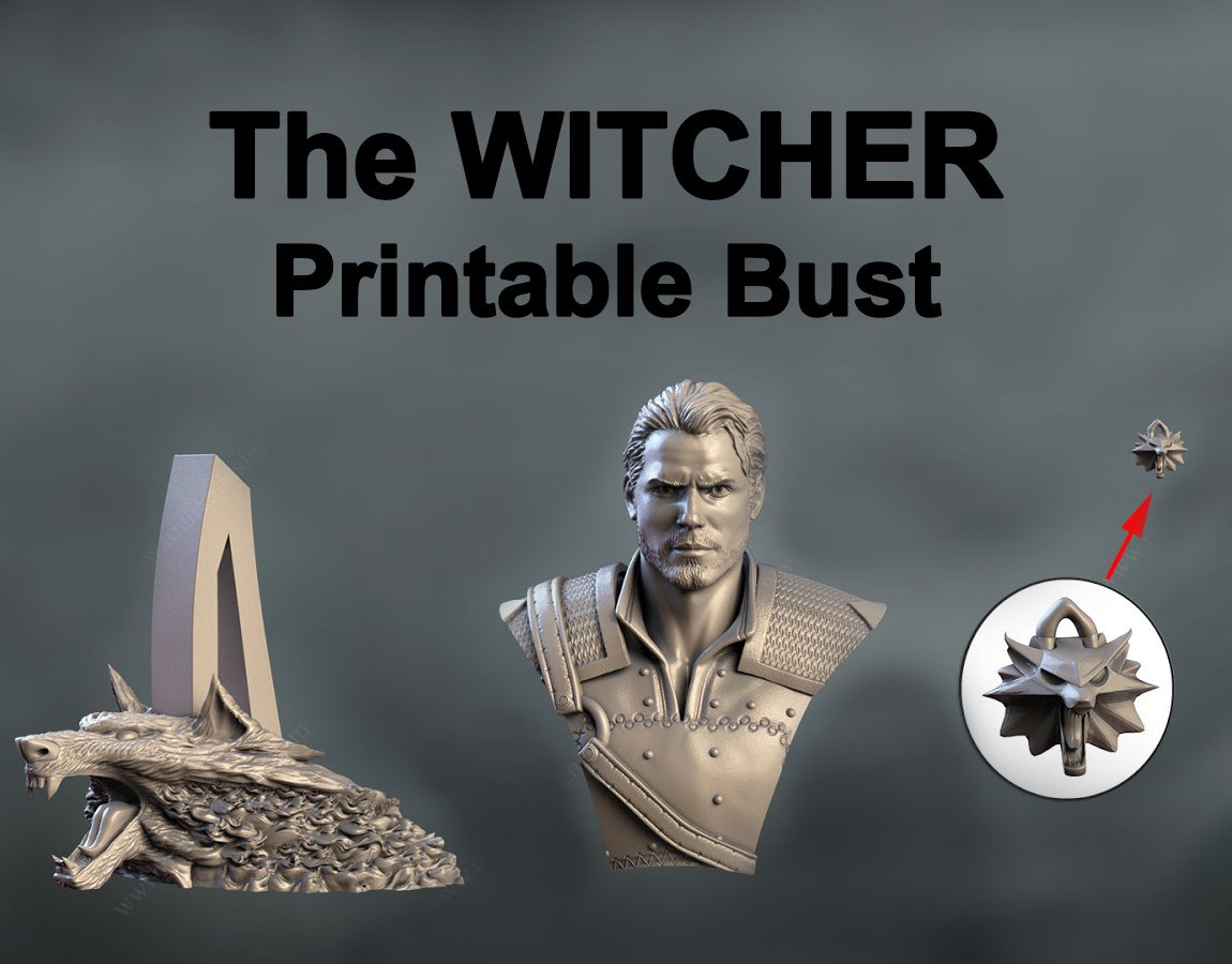 cadı 3d yazdırılabilir büst yazdır model in adam 3dexport gerald rivia geralt ciri the witcher netflix tv show seri henry cavill 3D print model - Mito3D