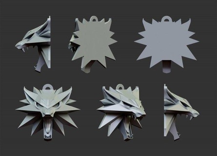 Cadı Kurt kolye heykel oyun Geralt yazdırılabilir Sanat Wolfhead fantezi 3d print model - Mito3D