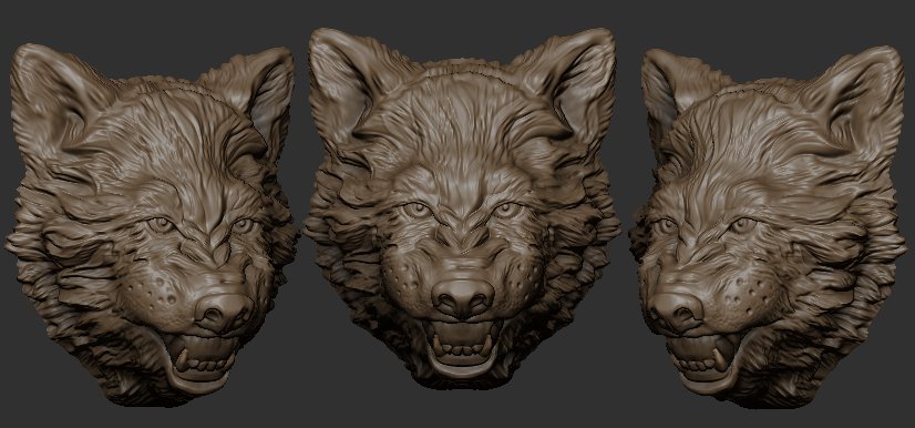 wolf lupus coyote jackal head bas-relief sculpture angry fury roaring high poly 3d model printable 3d-print beast animal wild dog 3D print model - Mito3D