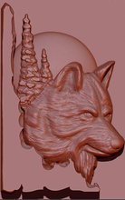 wolf 3d stl relevos máquinas cnc esculpido miniaturas a lua socorro lobo relógio 3d print model - Mito3D
