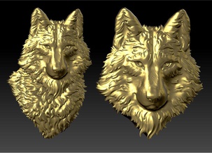 wolf head jewelry printable pendant gold beast wild silver 3dm stl 3ds obj cad high poligonal nature print animal 3d print model - Mito3D