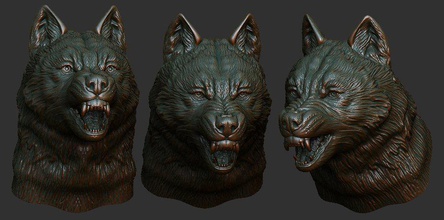 le loup de la tête d'impression 3d modèle wolf visage corps sculpture les miniatures figurines 3d print model - Mito3D