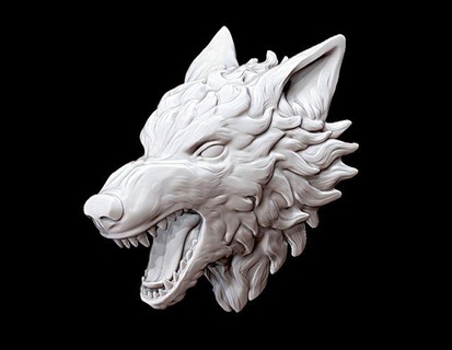 wolf head pendants demon grin rockstyle angry glam figure sculpt sculpture jewelry jewellery billet ring pendant wolfhead animal dog predator 3d print model - Mito3D