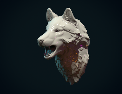 lobo cabeza escultura Arte bestia mamífero abeto canino carnivora 3d print model - Mito3D
