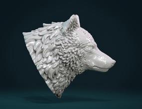 lobo cabeça iii 3d impressão modelo in escultura 3dexport carnívora mamífero abeto canino fera estátua estatueta miniatura montado animal arte 3d print model - Mito3D