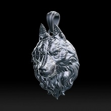 Kurt baş kolye mücevher gümüş doğa obj stl erkek Wolfhead takı hayvan Rahatlama madalyon köpek Sanat kurt adam 3d print model - Mito3D