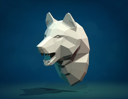 wolf head poly sculpture lowpoly art beast fir canine carnivora 3d print model - Mito3D