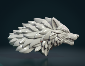 lobo cabeça v 3d impressão modelo in escultura 3dexport carnívora mamífero abeto canino fera estátua 3d print model - Mito3D