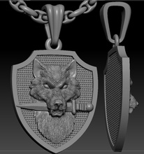 wolf a knife pendant 3d print model in pendants 3dexport jewelry head printable gold beast wild silver 3dm stl 3ds obj cad high poligonal nature animal 3d print model - Mito3D