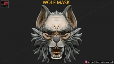 wolf mask - japanese samurai oni tiger halloween 3d print model helmet wolfmask cosplay wolverine toys animal lion husky dog hannyamask hannya devil art 3d print model - Mito3D