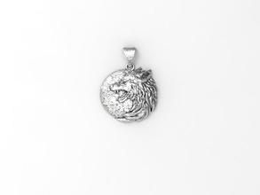 wolf pendant 3d print model in pendants 3dexport wild animal predator jewelry silver art werewolf husky nature howl moon sky necklace gold cnc beast deco ring 3d print model - Mito3D