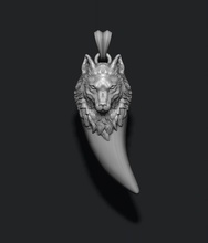 lupo pendente gioielleria calcolo argento gioiello natura testa uomini abbigliamento cad maschio collana dente denti arte mannaro husky 3d print model - Mito3D