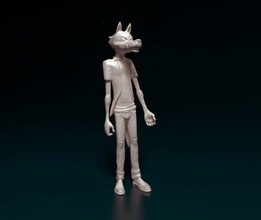 Loup arrière jambes personnage dessin animé jouet statue printready stl obj animal sauvage 3d print model - Mito3D