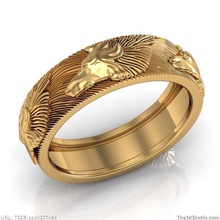 lobo anillo 3d impresión modelo in anillos 3dexport dorado joyería joya imprimible 3d print model - Mito3D