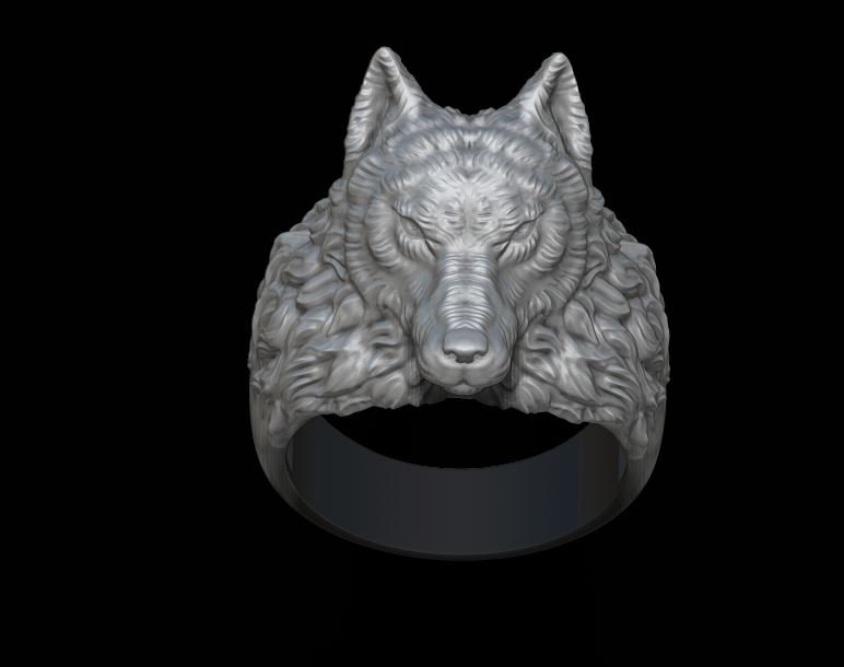 lobo anel 3d impressão modelo in argolas 3dexport jóias pingente ouro pedra prata jóia natureza cabeça obj rinoceronte homens roupa alto poli malha 14k 585 750 3D print model - Mito3D