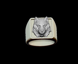 wolf ring 3d print model in rings 3dexport wild animal predator jewelry silver art werewolf husky nature howl moon sky necklace gold printable pendant platinum wedding 3d print model - Mito3D