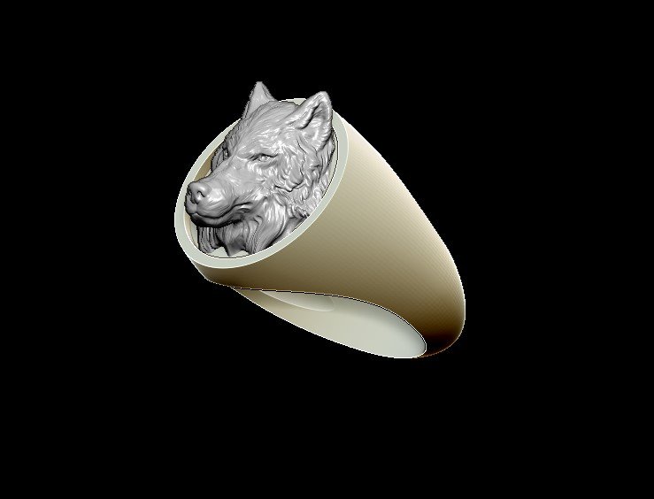 wolf ring wild animal predator jewelry silver art werewolf husky nature howl moon sky necklace gold print printable pendant platinum wedding 3D print model - Mito3D