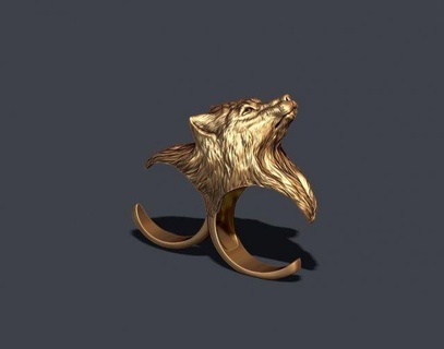 Kurt yüzük yüzükler mücevher kolye altın taş gümüş doğa baş cad Wolfhead takı volf hayvan lüks köpek ay ulumak kızgın 3d print model - Mito3D
