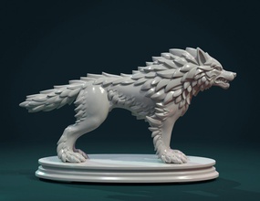 wolf Skulptur carnivora säugetier fir canine Ungeheuer statue Figur der Miniatur 3d print model - Mito3D