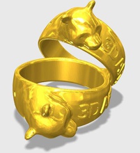 wolfring 3d print model in rings 3dexport ring fashion animal animals 3dpriting jewelries jewelry wolf 3d print model - Mito3D