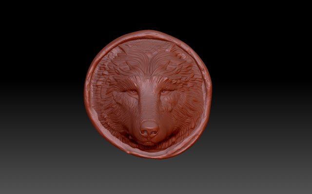 lobos cabeza lobo coint alivio bajorrelieve cnc antiguo relieve 3D print model - Mito3D