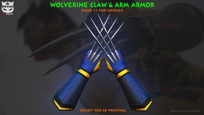 wolverine gloves claw arm armor - marvel cosplay 3d print model in toys 3dexport mask weapon armarmor deadpool halloween games 3d print model - Mito3D