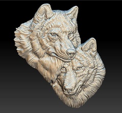 wolves - relief 2019 3d print model in sculpture 3dexport wolf animal medal medalion predator coin money 3d print model - Mito3D