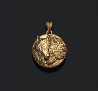 wolves pendant pendants jewellery silver jewel wolf nature head men apparel poly cad necklace wolfhead jewelry mun planet fur howling night twilight 3d print model - Mito3D