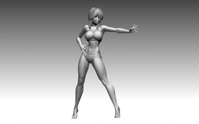 donna carattere ala anime cartone animato capelli vestito corno zb zbrush forte uomo miniature bodybuilder arte sculture satana demone fascino bikini 3D print model - Mito3D