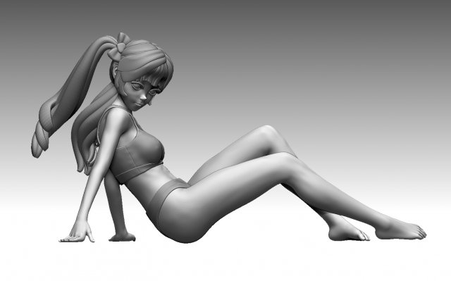 Frau Charakter Flügel Anime Karikatur Haar Kleid Horn zb zbrush stark starker Miniaturen Bodybuilder Kunst Skulpturen Satana Dämon Glanz Bikini 3D print model - Mito3D