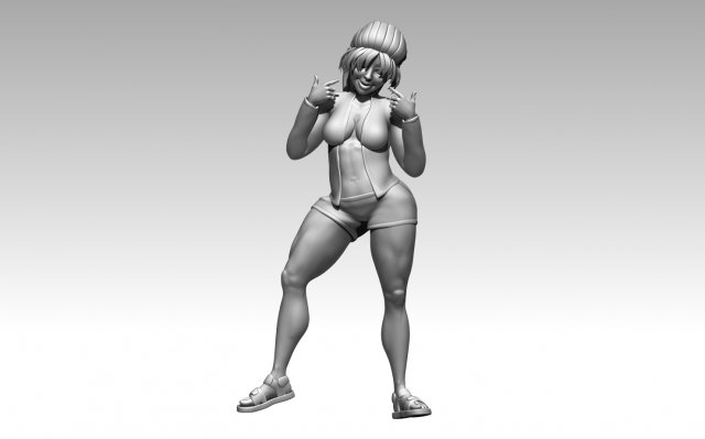 donna carattere ala anime cartone animato capelli vestito corno zb zbrush forte uomo miniature bodybuilder arte sculture satana demone fascino bikini 3D print model - Mito3D