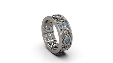 femme bande bague 87 or bijou bijoux argent imprimable diamant mode mariage solitaire saphir rubis l'amour celtique 3d print model - Mito3D