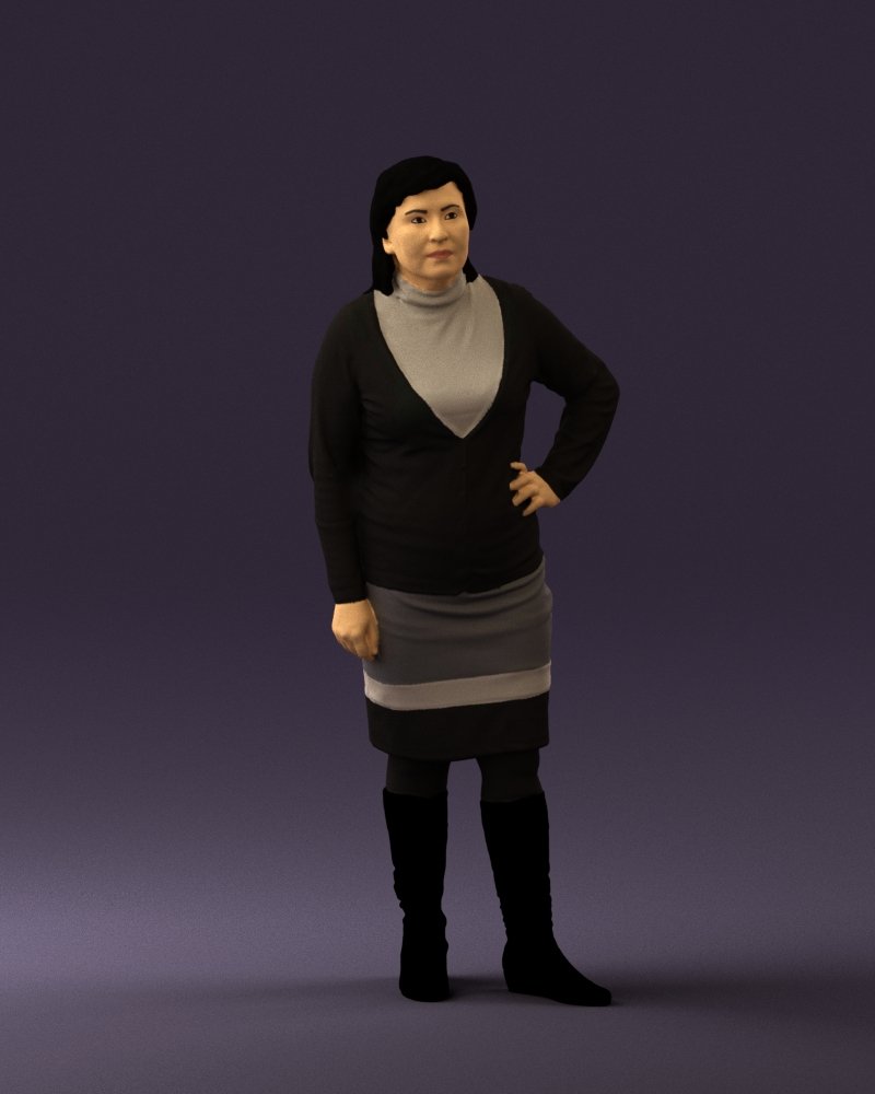 woman in black gray 0582 3d print ready model 3dexport scan polygon 3dprint human male realistic posed character people miniatures man child style success outfit fashion 3D print model - Mito3D