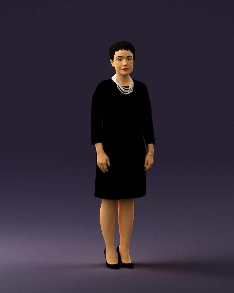 frau schwarz hemd haar 0575 3d drucken bereit modell 3dexport scan polygon 3dprint männlich realistisch gestellt charakter miniaturen kind stil erfolg outfit mode 3D print model - Mito3D