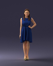 woman blue dress 0035 3d print ready scan model polygon 3dprint human male realistic posed character people miniatures man child style success outfit fashion 3d print model - Mito3D