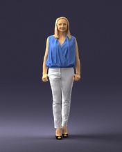 woman blue dress 0131 3d print ready scan model polygon 3dprint human male realistic posed character people miniatures man child style success outfit fashion 3d print model - Mito3D