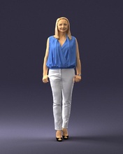 Frau Blau Kleid 0131 3d drucken bereit Scan Modell Polygon 3dprint männlich realistisch gestellt Charakter Miniaturen Kind Stil Erfolg Outfit Mode 3d print model - Mito3D