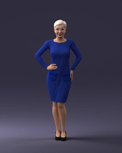 femme bleu robe 0323 3d impression prêt analyse modèle polygone Impression 3D Humain Masculin réaliste posé personnage miniatures homme enfant vêtements élégamment festivement 3d print model - Mito3D