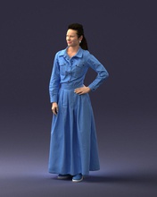 mujer azul vestido 1009 3d impresión Listo escanear modelo polígono 3dprint humano masculino realista planteado personaje figurilla personas visualización miniaturas casual Moda hombre niño 3d print model - Mito3D