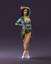 woman in colored swimsuit long hair 0529 3d print ready model 3dexport scan polygon 3dprint human male realistic posed character people miniatures man child style success outfit fashion 3d print model - Mito3D