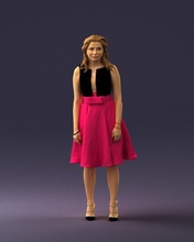 woman in crimson skirt 0483 3d print ready model 3dexport scan polygon 3dprint human male realistic posed character people miniatures man child style success outfit fashion 3d print model - Mito3D