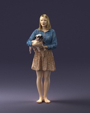 woman dog 0921-2 3d print ready model in 3dexport scan polygon 3dprint human male realistic posed character people miniatures man child style clothes fashion trim 3d print model - Mito3D