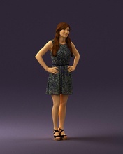 woman dots dress 0407 3d print ready scan model polygon 3dprint human male realistic posed character people miniatures man child style success outfit fashion 3d print model - Mito3D