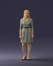 mujer gris vestido 0165 3d impresión Listo escanear modelo polígono 3dprint humano masculino realista planteado personaje personas miniaturas hombre niño estilo éxito atuendo Moda 3d print model - Mito3D