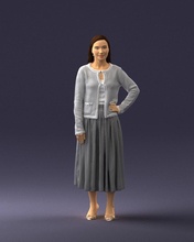 mujer gris falda 0390 3d impresión Listo escanear modelo polígono 3dprint humano masculino realista planteado personaje personas miniaturas hombre niño estilo éxito atuendo Moda 3d print model - Mito3D
