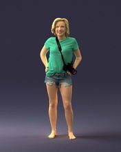 femme vert shirt 0229 3d analyse modèle polygone 3dprint Humain Masculin réaliste posé personnage miniatures homme enfant style Succès tenue mode 3d print model - Mito3D