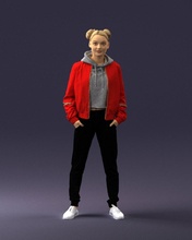 woman jacket 0273 3d print ready scan model polygon 3dprint human male realistic posed character people miniatures man child style success outfit fashion 3d print model - Mito3D